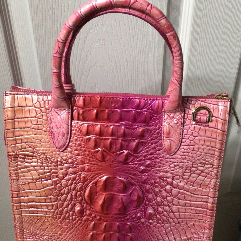 Leather Brahmin Tri-Color Caroline tote.
(Pink, Purple, Coral tones)

NWOT - Picture 3 of 16